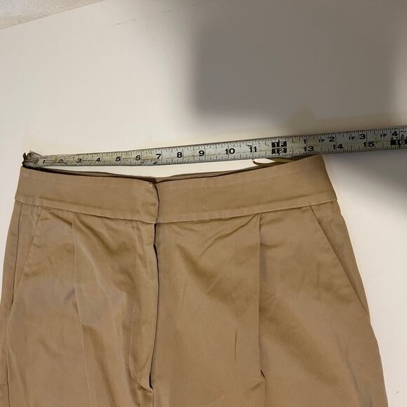 Anthropologie Exquise High Rise Pleated Chino Tan Cedar Pants Crop Small - Picture 8 of 12